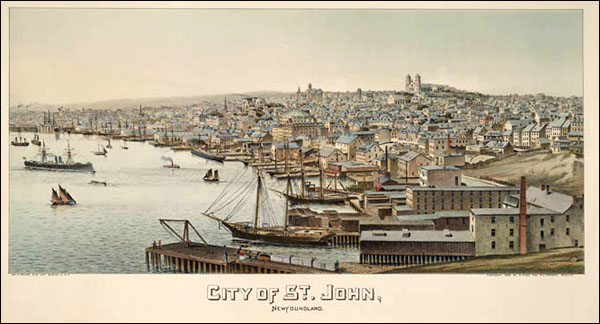 Lithographie de St. John's, Terre-Neuve, 1892 Lithographie de St. John's, Terre-Neuve, 1892
